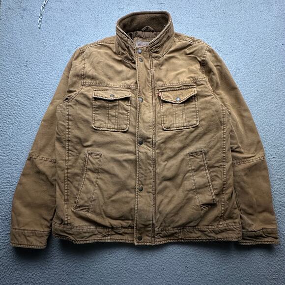 Levis Field Utility Military Twill Jacket Men's Large Long Sleeve Full Zip Snap - Picture 1 of 15